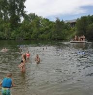 People swimming at the beach