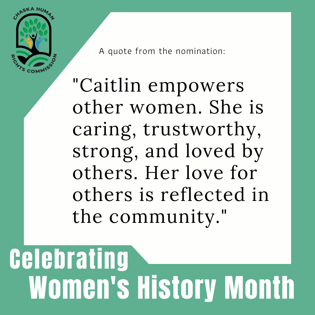 A quote about Caitlin from the person who nominated her