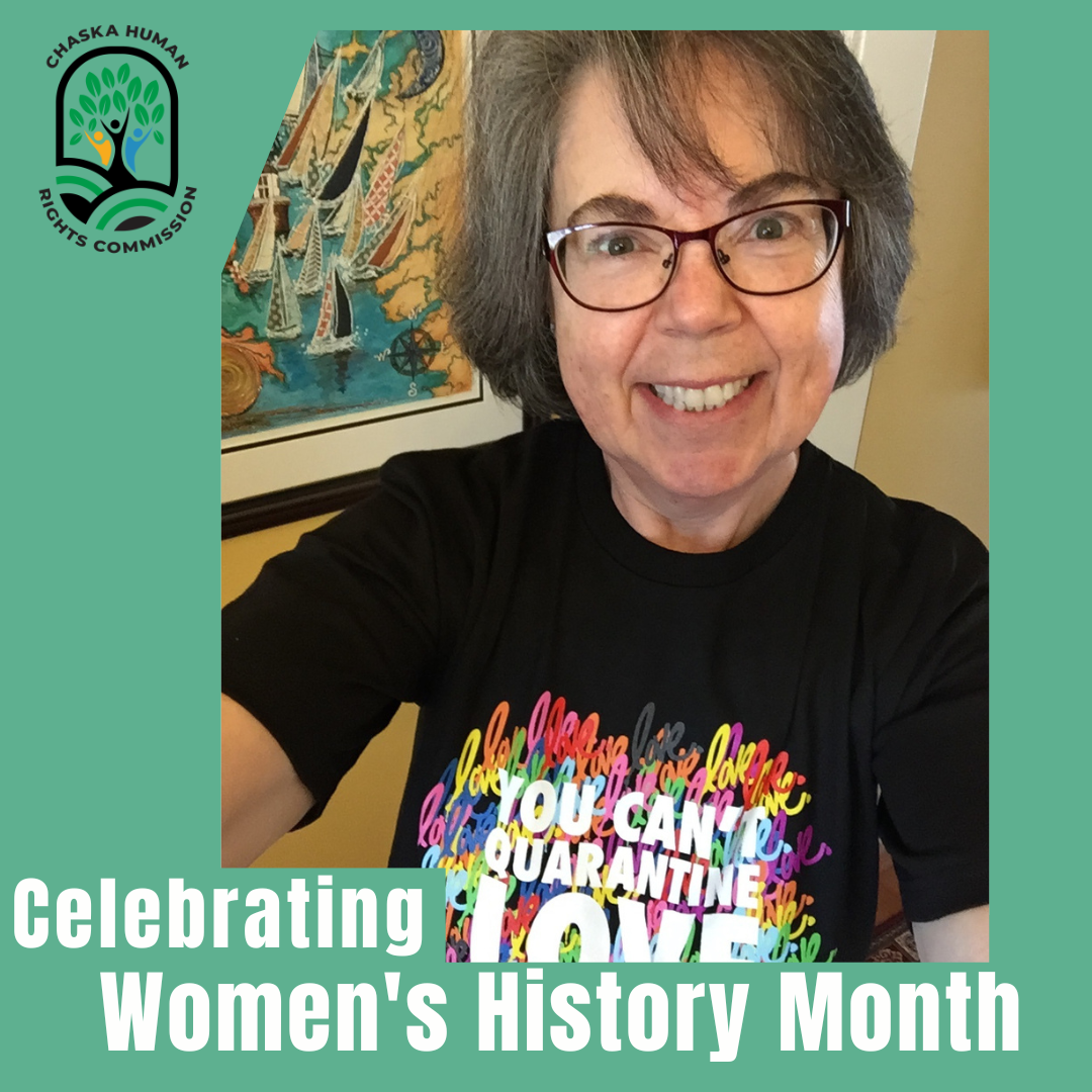 Ellen K Bean photo, Celebrate Women's History Month, Chaska Human Rights Commission logo